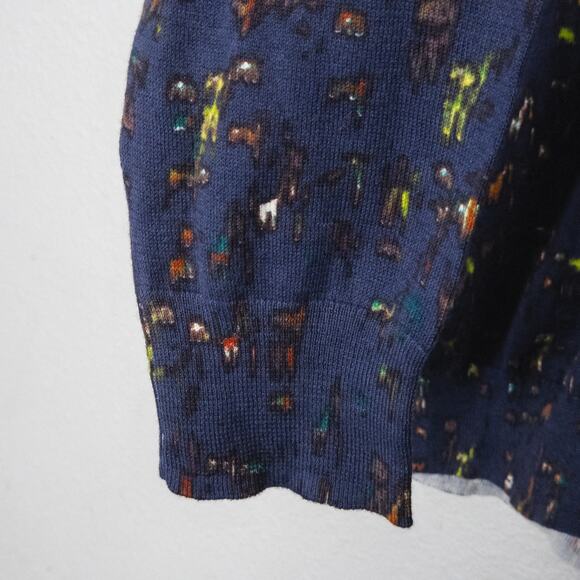 Gap Women’s Cardigan Button Front Coquette Preppy Casual Painter Knit Navy Sz L - Picture 8 of 12